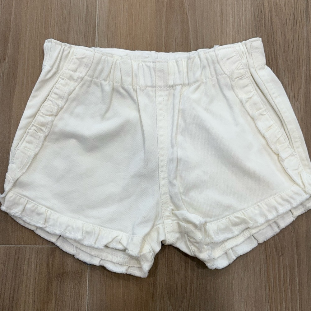 Girl’s White Ruffle Shorts